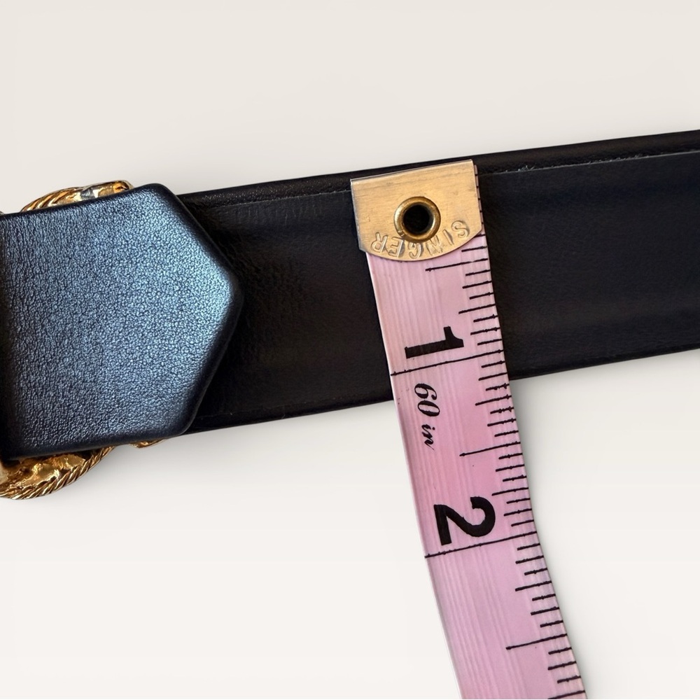 Vintage 80s Carlisle Leather Belt Accessocraft Buckle Gold Glam Statement Belt - Picture 10 of 10
